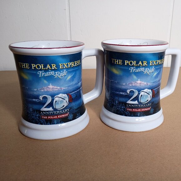 The Polar Express Other - Polar Express Train Ride 20th Anniversary Mugs Set of Two Christmas Believe